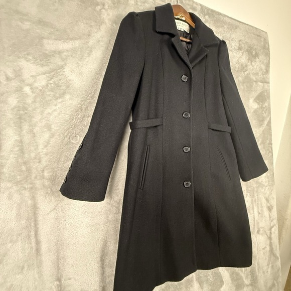 Andrea Brem black wool blend button front coat size Small Peacoat - Picture 3 of 16